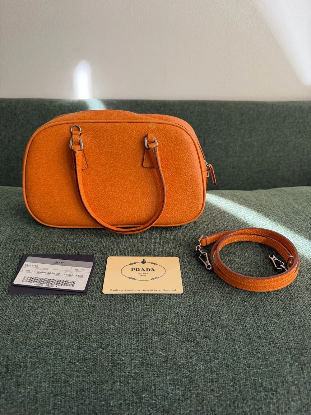 AUTH Prada Cinghiale Sports Bauletto Bag